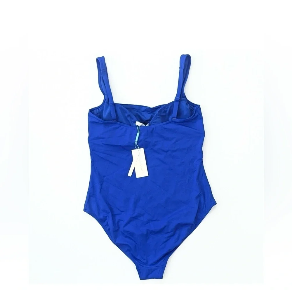 Sea Level Swim Eco Essentials One Piece Swimsuit US 10 Blue Square Neck NWT